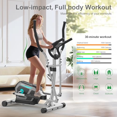 Neezee Cross Trainer for Home, 16 Levels Magnetic Resistance Cross Trainers, Ultra-Quite Elliptical Machine Fitness with LCD Monitor, Pulse Sensor, Bottle Holder, Weight Capacity 130KG - Image 4