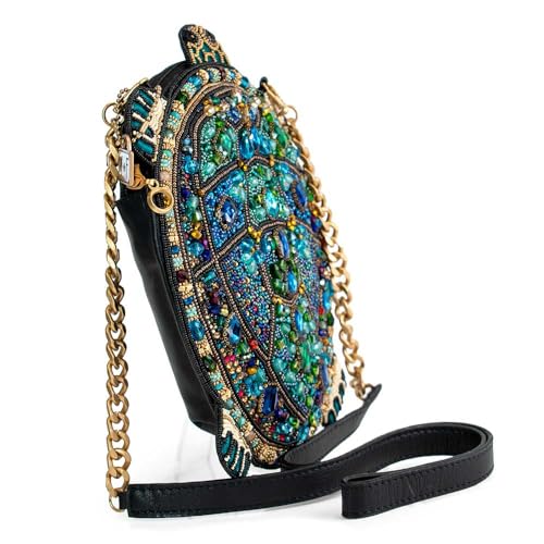 Mary Frances Wave Rider Beaded Crossbody Handbag Clutch Novelty Evening Purse Turtle Design with Removable Chain Strap, Multicolor3
