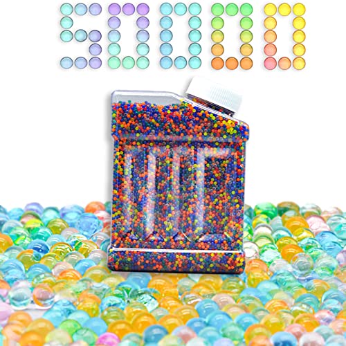 Jitftok Water Balls Beads Pack 50000 Beads Growing Balls, Soft Jelly Water Gel Beads For Refill Ammo, Water Beads For Kids Non-Toxic, Eco Friendly, Sensory Fidget Toys For Home Decor (Rainbow Mix) #TOP11