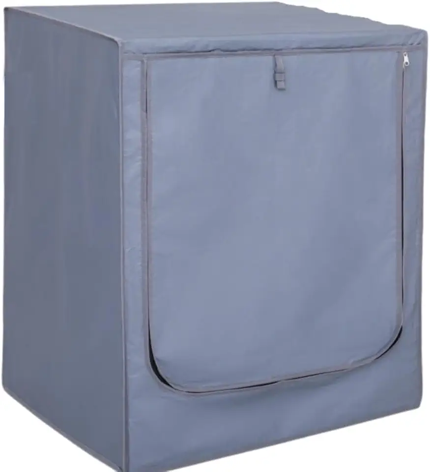 Capa para Máquina de Lavar Frontal e Lava e Seca Impermeável com Zíper, Tamanho G (11kg a 18kg), Cinza