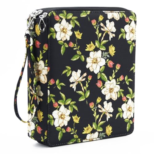 YOUNGCOL 120 Slots Colored Pencil Case Color Pencil Organizer Storage Large Capacity Pencil Case (Black + Retro Flower)