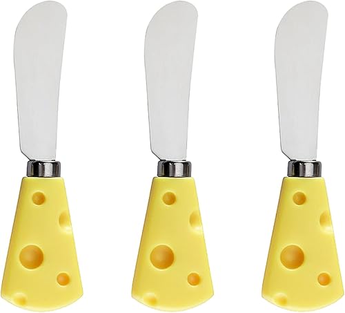 Paquete de 3 esparcidores de mantequilla de acero inoxidable, cuchillos esparcidores de queso, rebanador de pan, afeitadora de queso, tenedor,