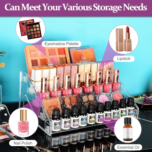 Image of JessLab Nail Polish Organizer, 5-Tier Clear Acrylic Sunglass and Essential Oil Holder, Makeup Organizer for Bathroom Vanity Countertop
