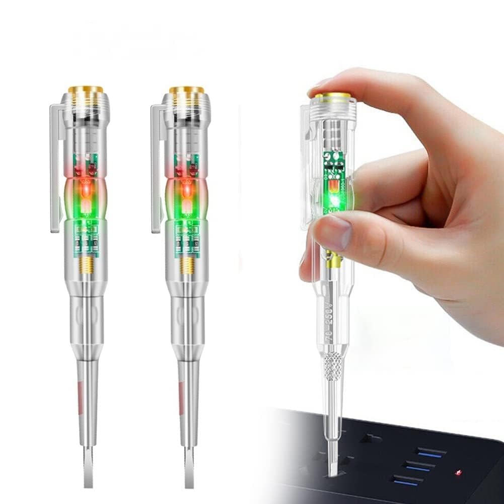 2PCS Electrical Tester Pen, 70-250V Induction Power Detector Pen Electrical Screwdriver Circuit Tester, Electrical Tester Pen with LED Color Light, Non-Contact AC Voltage Tester Pen.