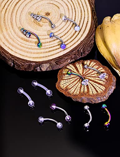 Jenxnjsjo 16g 5/16in Eyebrow/Rook/Snug/Vertical-Labret/VCH/Snake-Eyes/Anti-Tragus/Cartilage/Daith/Belly-Button/Bridge/Hood/Surface Curved Barbell Piercing Jewelry for Women Men2