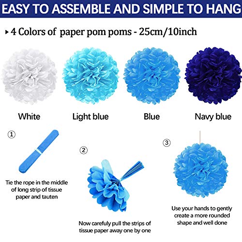 Image of 23Pcs Blue Birthday Party Decorations for Boys Men Navy Royal Light Blue