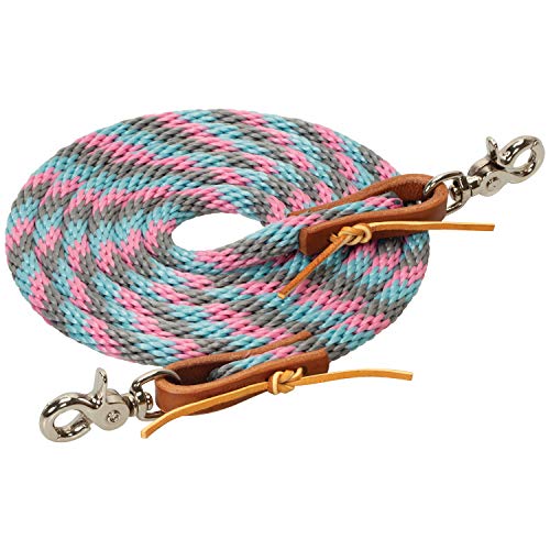 Weaver Leather Poly Roper Rein, 3/8 x 8', Slate Blue/Titanium Gray/Blush Weaver Leather Poly Roper Rein, 3/8" x 8', Slate Blue/Titanium Gray/Blush
