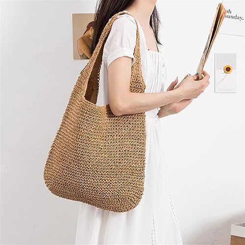Handmade Straw Woven Bag Summer Women's Bag Woven Bag Large Single Shoulder Crochet Beach Bag Handmade Straw Woven Bag3