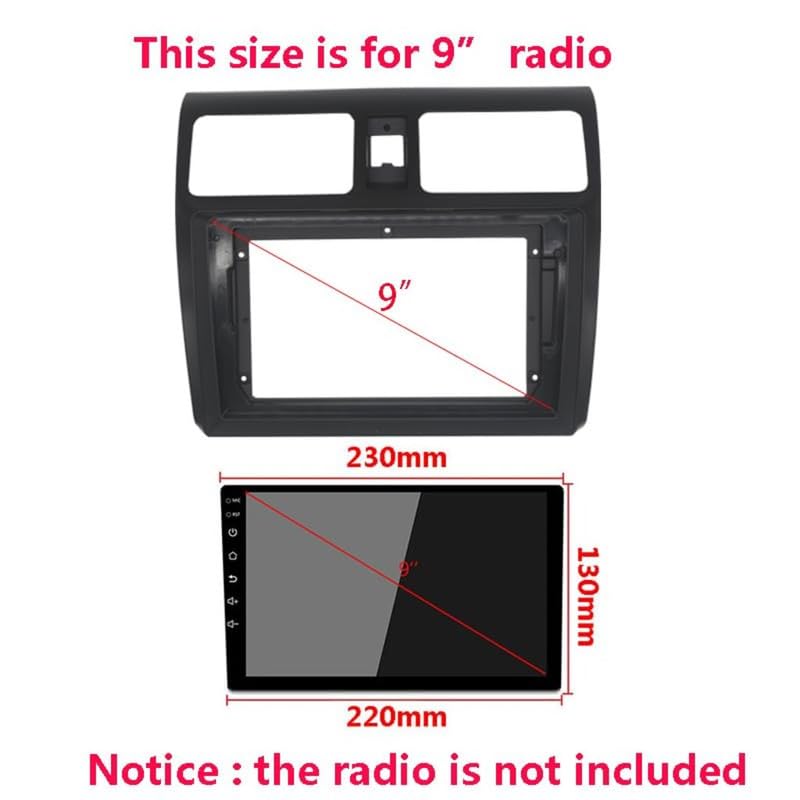 Image of Audio Wheels Car Android Frame - 9-Inch with Wiring, Precision Fit for Base Model Maruti Swift 2005-2010, Easy Installation, Scratch-Resistant Finish, and Secure Mounting Design.