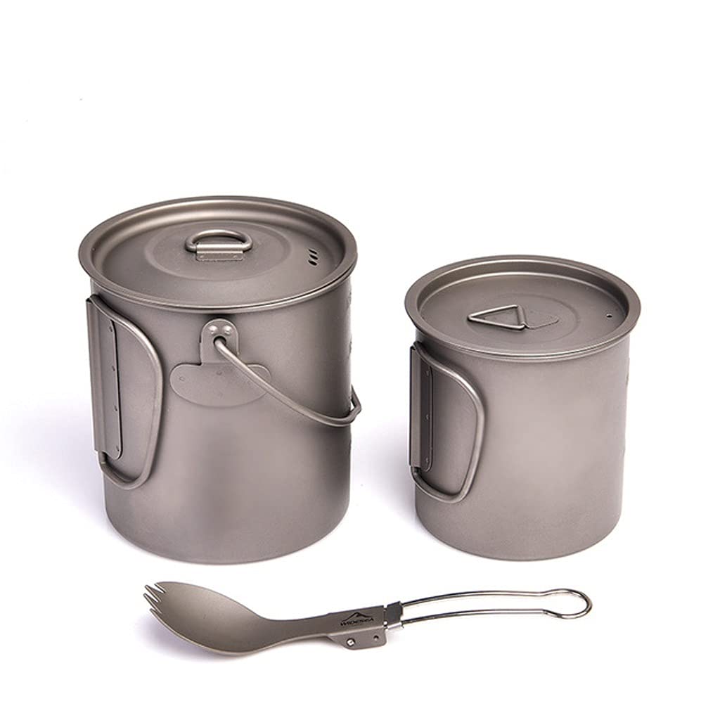 Vaisselle camping titane set cuisine extérieur pour trekking et bivouac