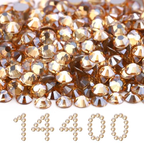 Image of Flatback Rhinestones Bulk, 14400PCS Gold Shadow Rhinestones for Clothes DIY Decoration Crafts, Gold Shadow, SS20, 4.6-4.8mm