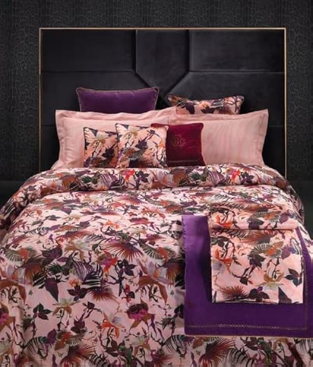 Roberto cavalli completo lenzuola forest per letto matrimoniale in raso di cotone