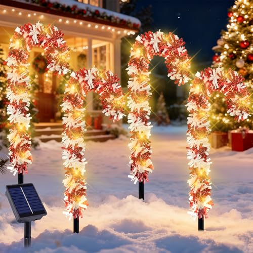 4PCS Solar Weihnachtsbeleuchtung Außen,Weihnachtsdeko Solarlampen...
