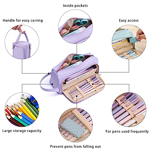 KALIDI Federmäppchen, Etui Große Kapazität 2 Fach Federtaschen Unisex Mäppchen Stiftetasche Bleistift Beutel Federmappe Schulsachen Pencil Case mit Tragegriff für Schule Büro Mädchen Damen Student