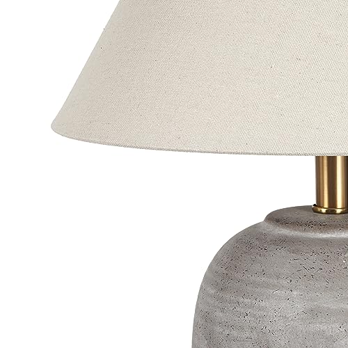 Image of Nourison Home 23 inch Rustic Brown (Gray Undertones) Ceramic Pot Table Lamp for Bedroom, Living Room, Dining, Home Office, Entryway