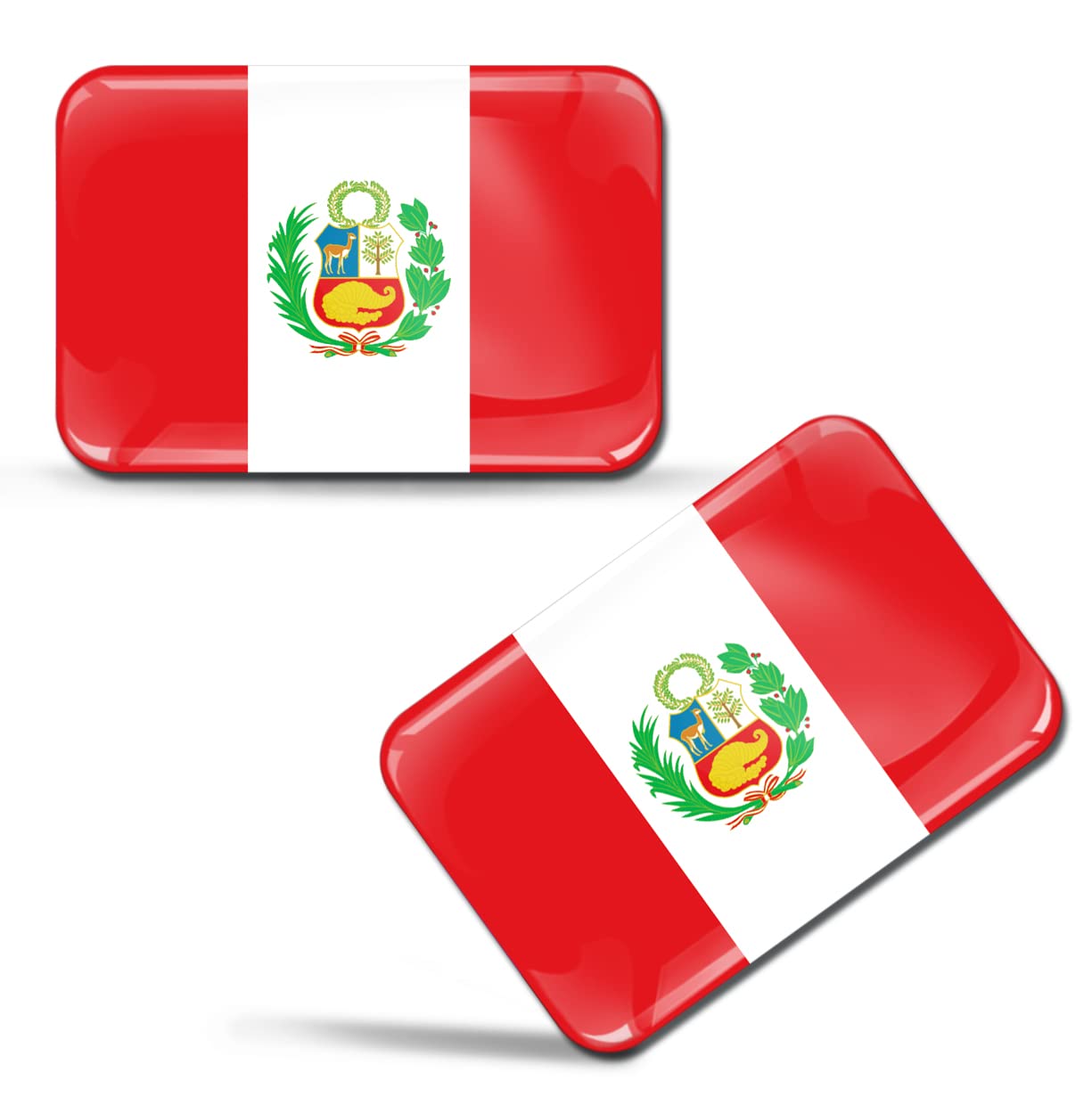 Skinoeu Multi-Coloured Skinoeu® 2 X 3D Sticker Peru Peruvian Flag F 202