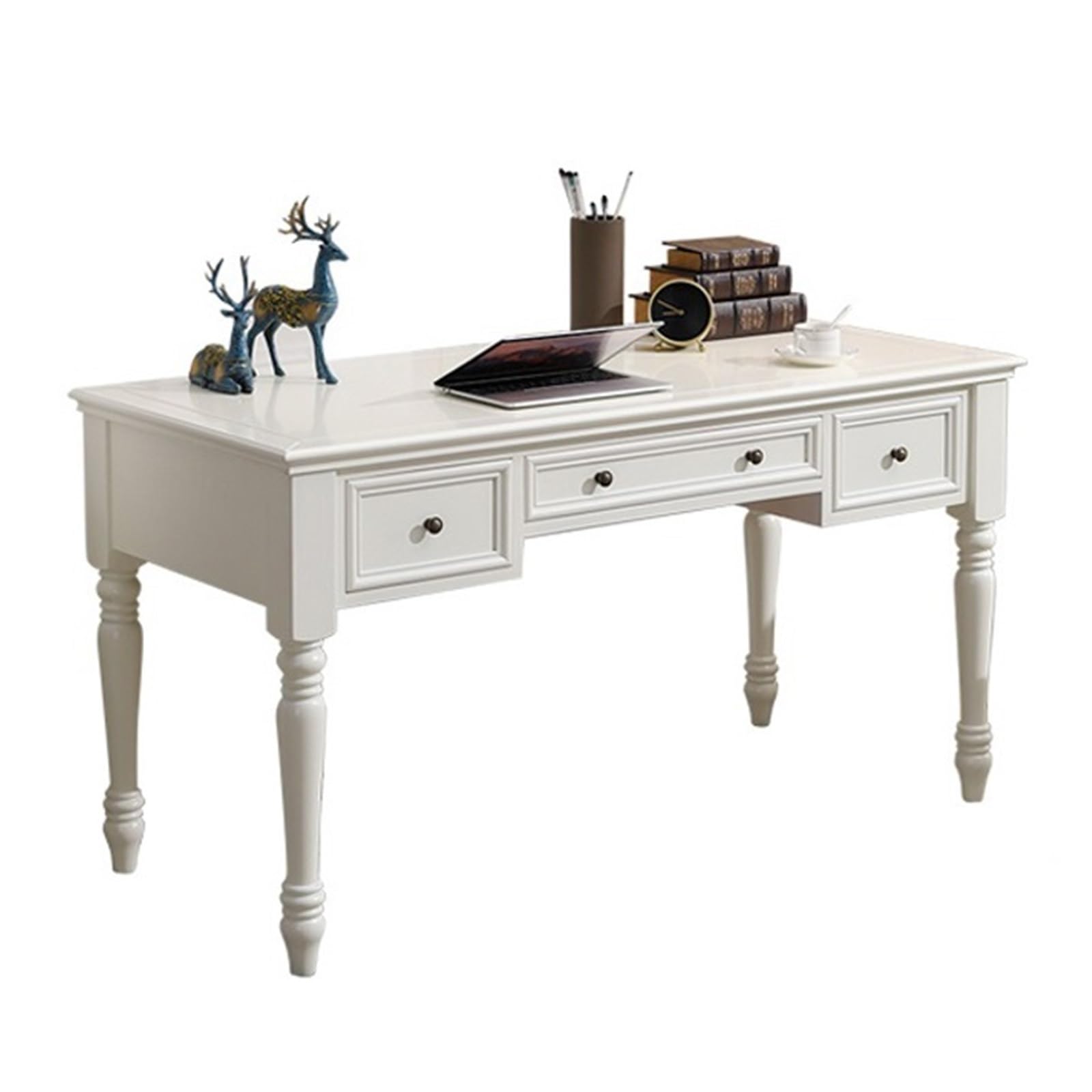 Acrittura Scrivania direzionale avorio da 55" con 3 cassetti, legno