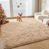 CHOSHOME Alfombra Salón Home Alfombra Interior Motivo Suave Alfombra de Pelo Largo para Salón o Dormitorio (Beige,150 * 240cm)