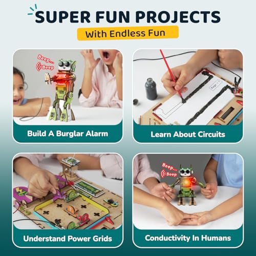 Image of Smartivity Electricity Science Kit for Kids 8-14 Years | 8+ Circuit Experiments & DIY Electric Robot with Light and Sound | Science Kit | Birthday Gift Boys & Girls 8-14