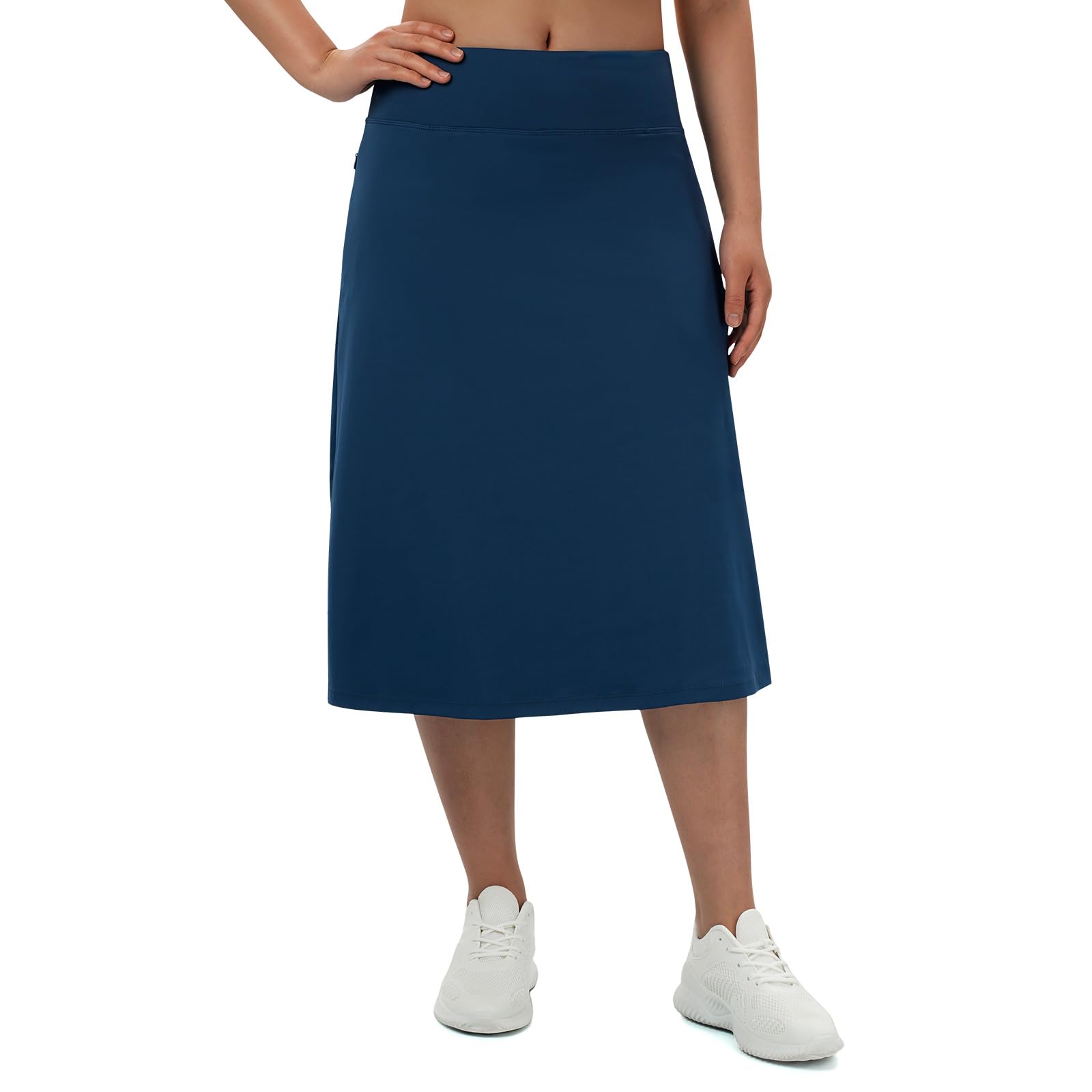 Turnhier Jupe-short longueur midi pour femme avec 2 poches, jupe longue modeste de 71,1 cm, longueur genou, jupe-short athlétique