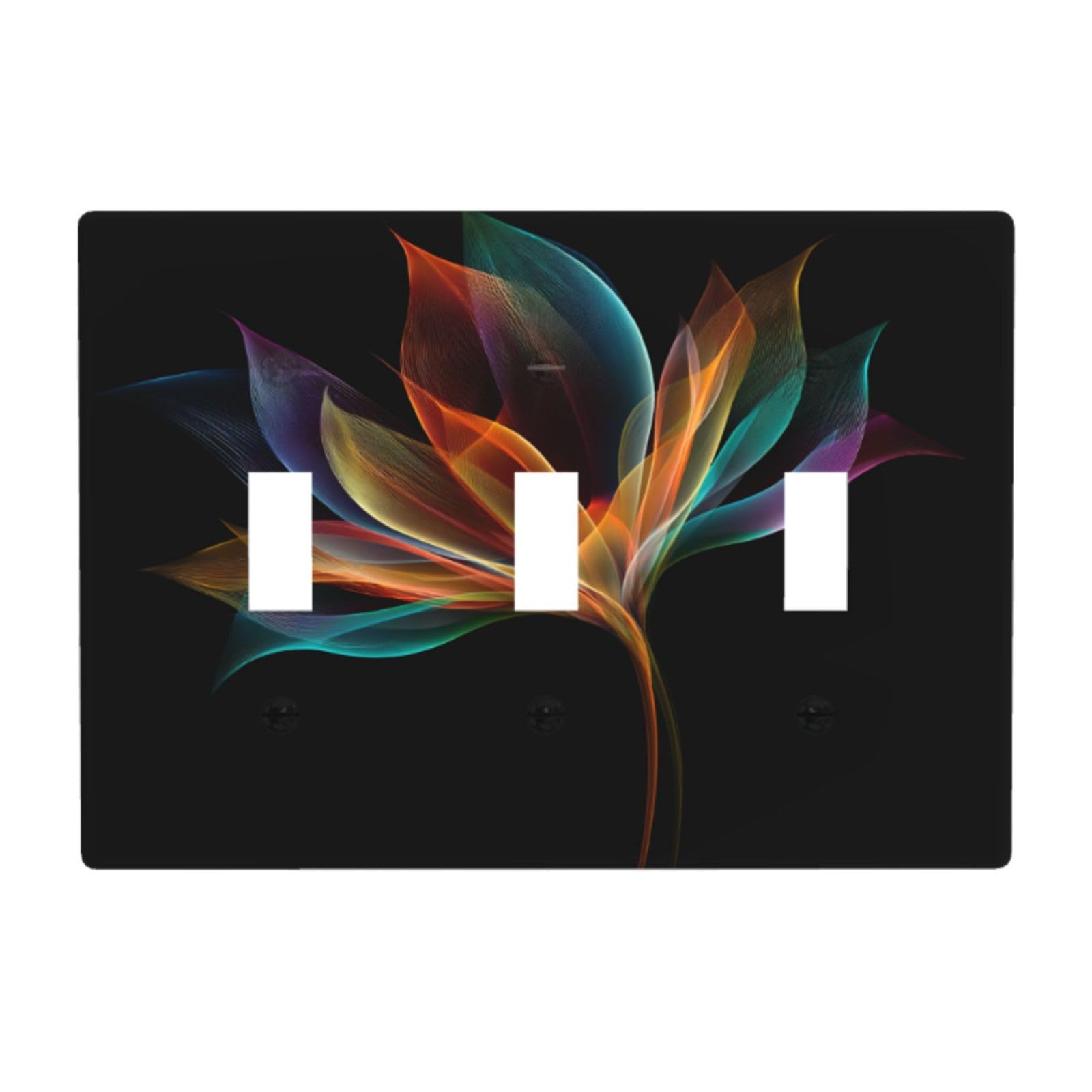 Abstract Flower with Colors Petals Light Switch Covers 3 Gang Triple Toggle Wall Plate Switchplate Electrical Faceplate for Bathroom Kitchen Bedroom Decor