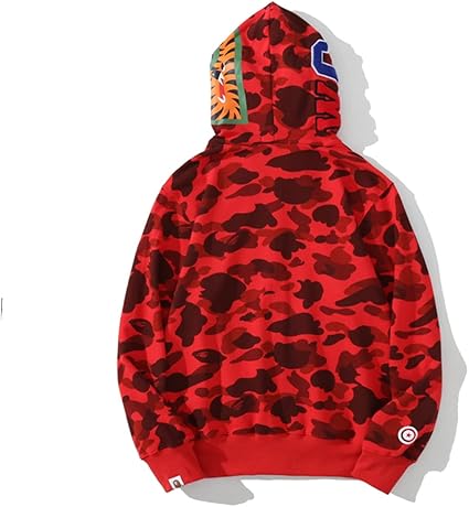 bape shark hoodie camo red