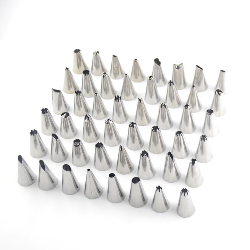Edtech 48PCs Piping Tips Complete Set Cake Piping Bags and Tips Set, Cookie, Cupcake & Cake Decorating Kit Baking Supplies-Cake Frosting Tools