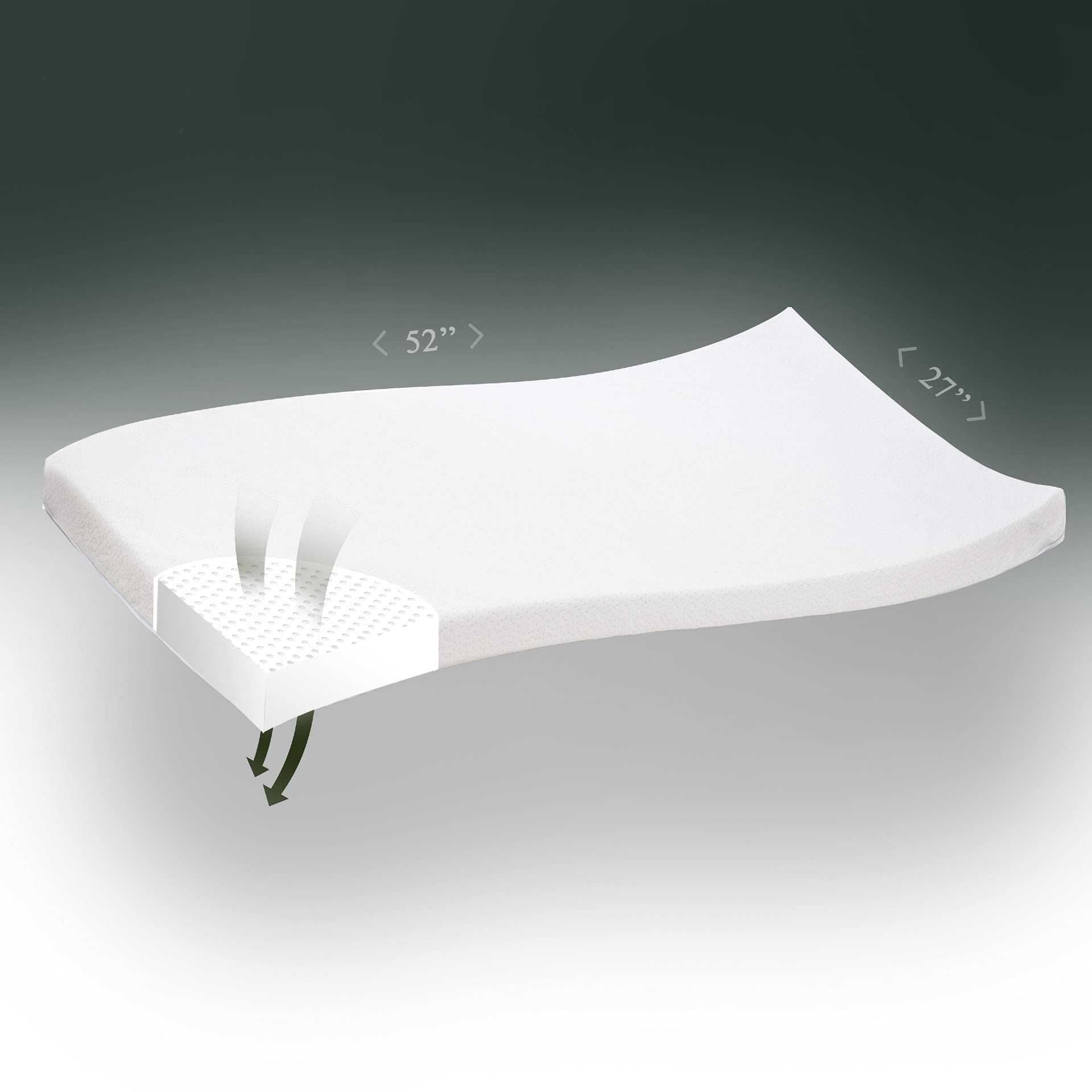 Modera Baby Crib Topper | Organic Cotton Mattress Pad for Standard Baby Crib & Toddler Bed with Washable Waterproof Protector Cover, Soft Ventilated Foam Padding & Nonslip Gripped Bottom | 52”x27”x2”