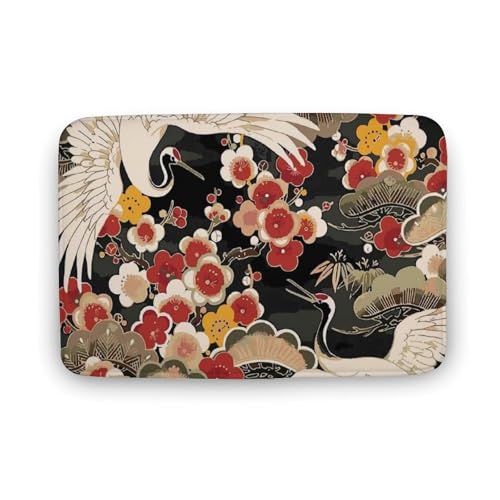 玄関マット室内 和風 和柄 赤 レッド 花柄 さくら かわいい 泥落としマット 滑り止め 50x80cm 大判 カーペット 耐摩耗性 吸水 ドアマット バスマット ふわふわ 柔らか 洗える 抗菌防臭 足拭きマット 廊下 洗面所 掃除 ラグマット オールシー