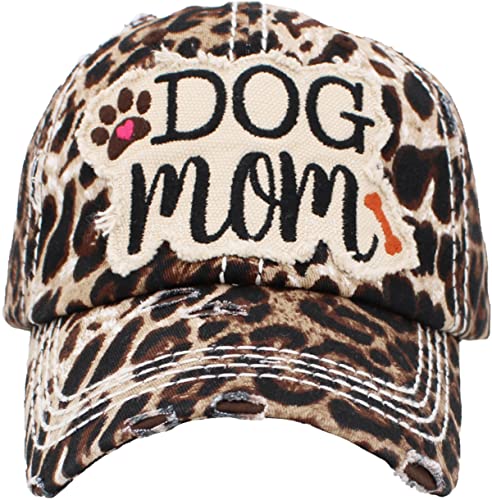 Image of KBETHOS Dog Cat Mom Dad Theme Womens Baseball Cap Distressed Vintage Unconstructed Embroidered Patch Hat