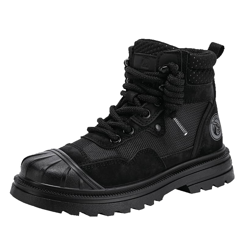 Hhhchpm Boys and Girls Hiking Boots Summer Camp Waterproof Anti-collision Non-slip Desert Boots Military Fan Shoes Children's Hiking Shoes Four Seasons (T515 Black,5)