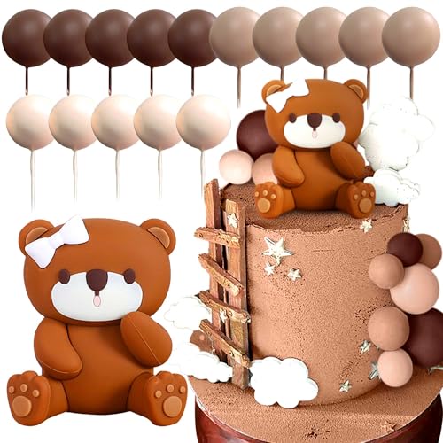 Décoration gâteau bohème ours marron pour une fête d'anniversaire réussie