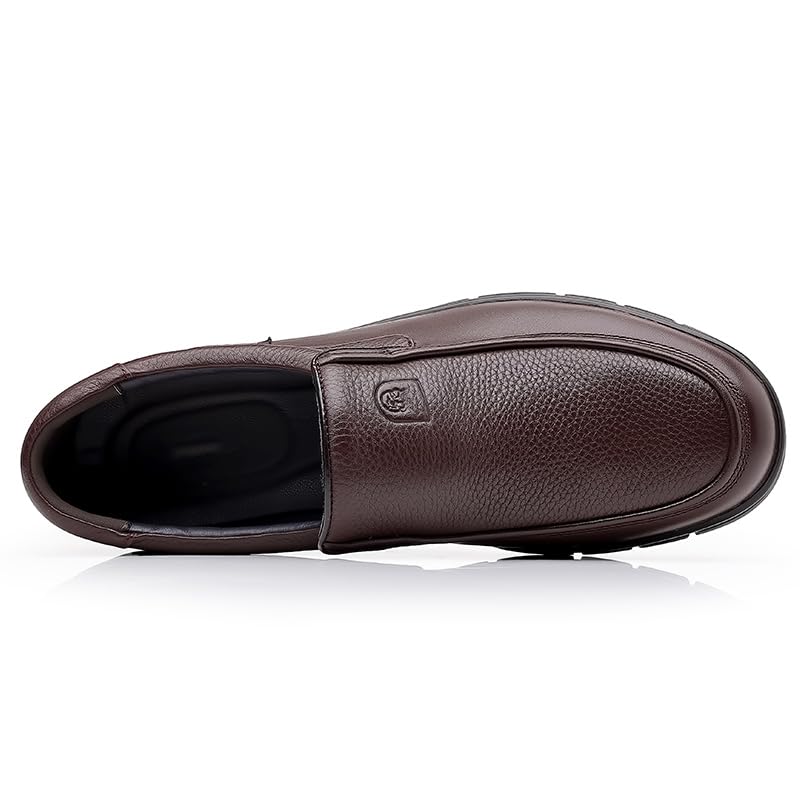 Fashion Men's Leather Slip-on Loafers, Black Brown, Comfort Walking Shoes with Durable Rubber Sole, Business Casual Style2