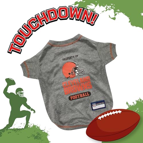 Image of NFL Cleveland Browns Dog T-Shirt for Pets, Size Large. Officially Licensed Pet Shirt with Team Logo, Soft Stretchable Comfort Fit Apparel for Dogs & Cats