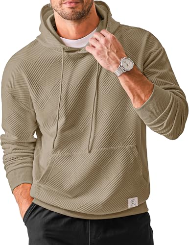 Jmierr Mens Hoodie Casual Fashion Long Sleeve Hooded Collar Drawstring Pullover Sweatshirt Texture Fall Shirts Lightweight Soft Sweaters With Pockets thumb #2
