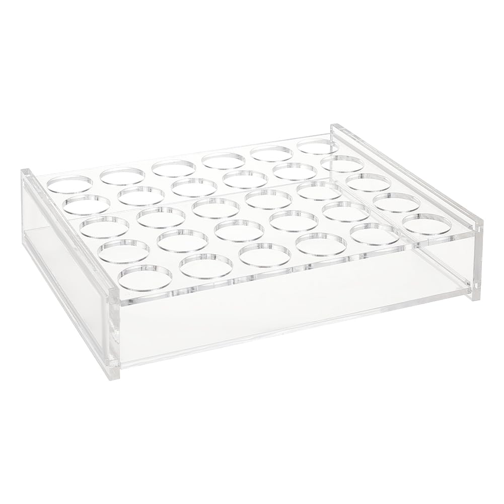 OLYCRAFT Clear Acrylic Test Tube Rack 30Sockets Test Tube Display Stands Acrylic Centrifuge Tube Rack Transparent Test Tube Holder for 10ml Test Tube Chemistry Laboratory - 7.1x5.6x1.6 Inch