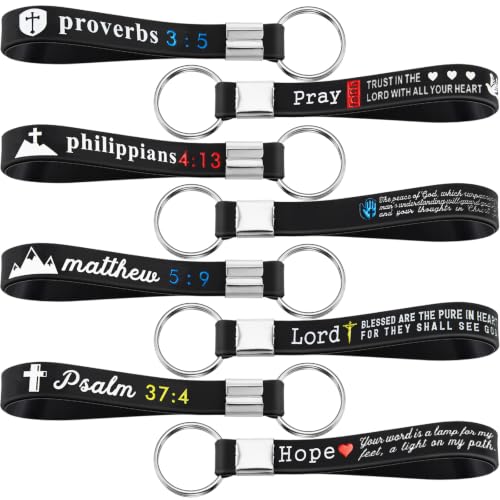 Sureio 24 Pcs Christian Bible Keychains Bulk with Scripture Inspirational