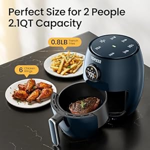 Small Compact Air Fryer, 2.1QT, 4-in-1 Small Mini Airfryer, Bake, Roast, Reheat, 98% Less Oil, Adjustable Temperature Control w/ 60min Timer, Quiet, Nonstick & Dishwasher Safe, BPA-Free, Dark Blue Small Compact Air Fryer 21QT 4 in 1 Small Mini Airfryer Bake Roast Reheat 98 Less Oil Adjustable Temperature Control w 60min Timer Quiet Nonstick Dishwasher Safe BPA Free Dark Blue