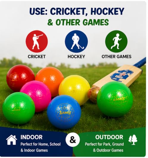 Hard Plastic Cricket Boll Perfect Ball Neon Party Pack, 12 Count Bouncy Balls, Red, Yellow, Green Colors, Pack of 1 for Boy and Girl, Age 2 to 12 Years Kids 4
