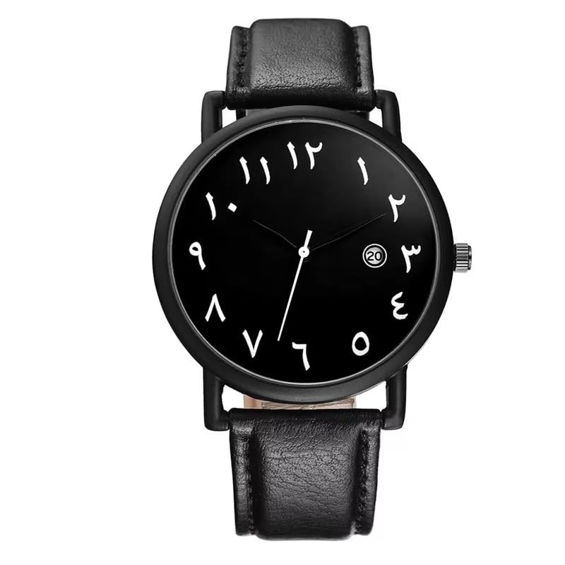 Image of Havilah Big Plate Arab Numbers Scales Watch for Men Arab Number Watch White Black