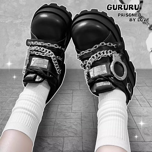 GURURU Women's Goth Boots Punk Black Metallic Goth Platform Chunky Ankle Boots Thick Sole Goth Boots Designer Shoes2