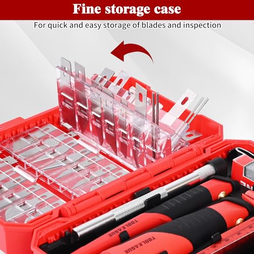 Image of TOOLEAGUE 40Pcs Craft Knife Set, Precision Hobby Knife | with Plastic Storage Case, CRV Blades, for Pumpkin Carving, Modeling