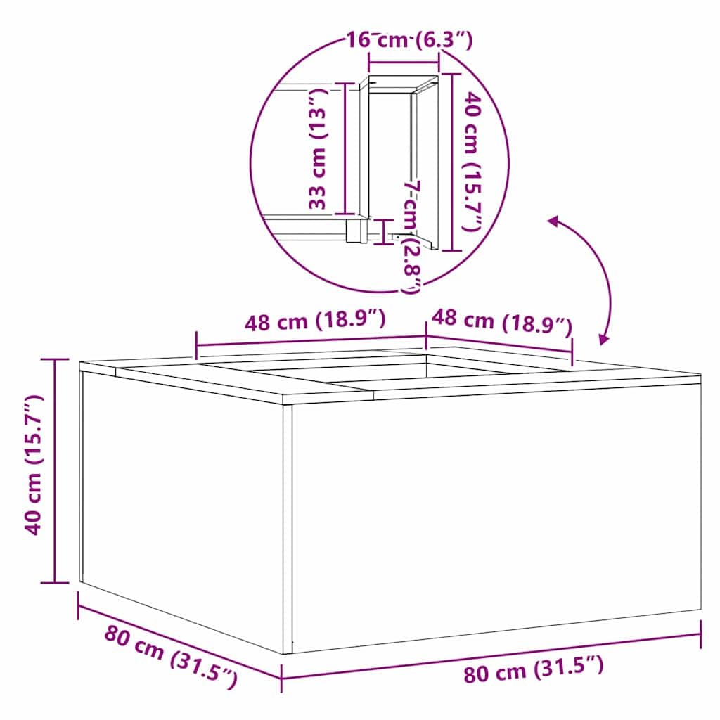 vidaXL Feuerstelle Schwarz 80x80x40 cm Stahl rechteckig tragbar