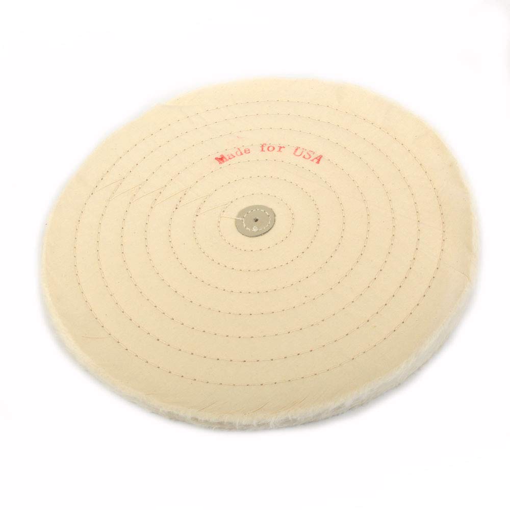 14 Inch Cloth Buffing Polishing wheel with 4mm Arbor for Bench Grinder Buffer Tool, White, 50 Ply