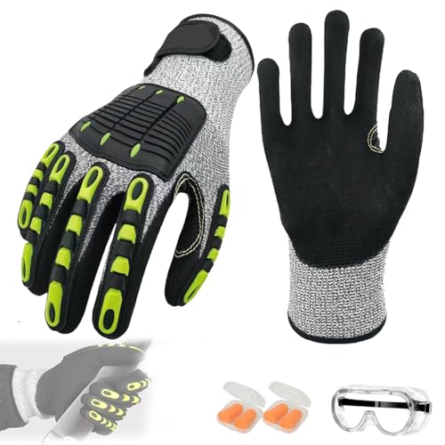 ZenQeek A4 Cut Resistant Gloves - Anti-Vibration Heavy Duty Work Gloves, Abrasion-Resistant Firm Safety Gloves for Gardening, Mechanics & Construction
