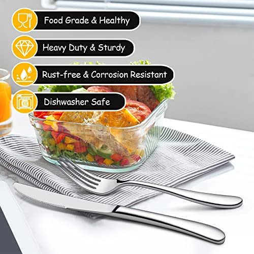 Lianyu 45-Piece Heavy Duty Silverware Set With Serving Utensils, Stainless Steel Flatware Set For 8 thumb #1