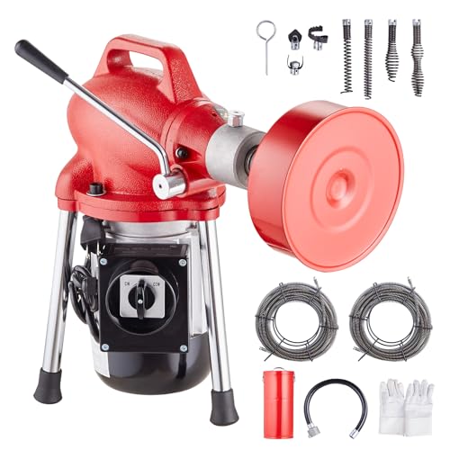 Happybuy Drain Cleaner Machine 36.6m x 16mm, 370W Electric Sewer Snake Auger Manual Feed - Includes 2 Sectional Steel Cables (36.6m x 16mm & 7.0m x 10mm)