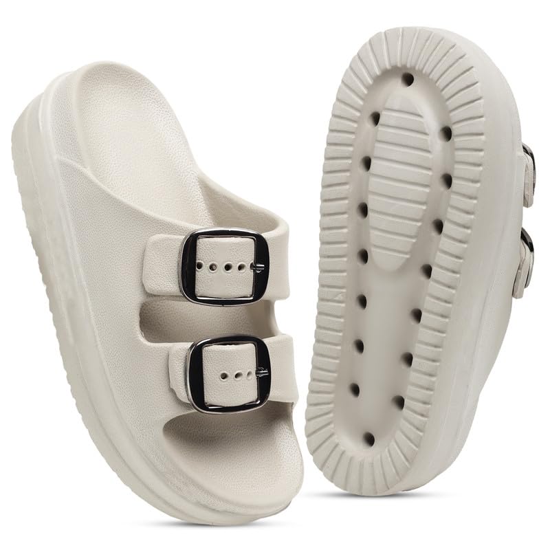 Image of Women Summer Flip Flop Slippers Casual Pillow EVA Anti-Slip Sole Slide Slipper Double Strap Sandals for Women's & Girls Rubber Flats