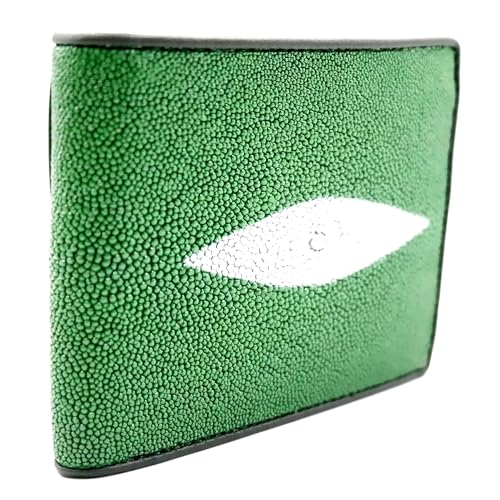 Emerald Green NEW Real Stingray Leather Skin Mens Bi-fold Wallet.3