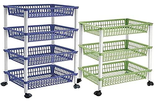 Tontarelli Chariot à légumes Mito, 4 paniers, vert, 40 x 85 cm, plastic, taille unique